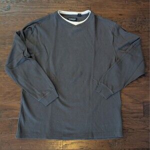 Roundtree & Yorke Charcoal V-Neck Cotton Sweater Men's Large